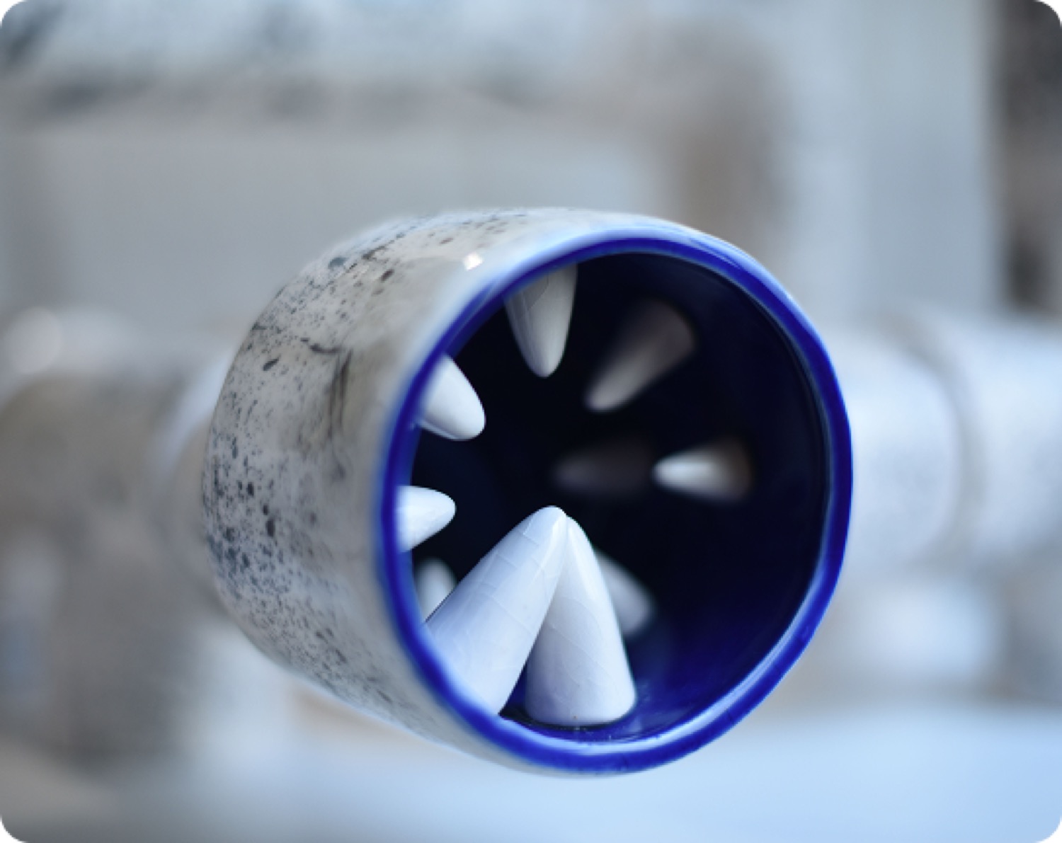 Detail of the blue turbine mouth of Urban Lion