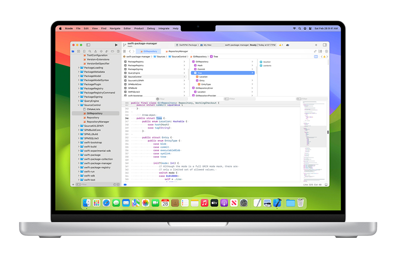 Xcode Symbol Browser interface — column-based navigation